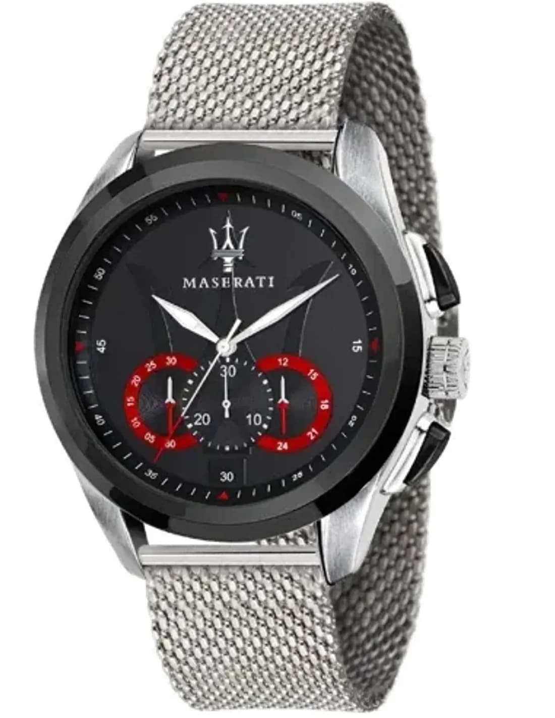 Montre Homme Maserati Traguardo R8873612005 Cadran noir maille milanaise