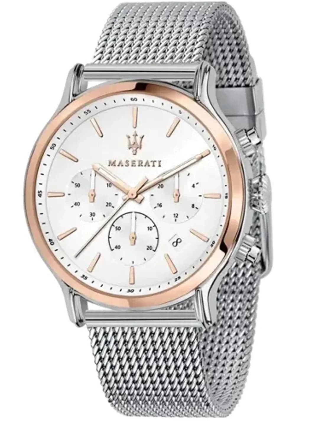 Maserati Epoca R8873618009 Men's Watch Rose Gold Details Milanese Mesh Strap