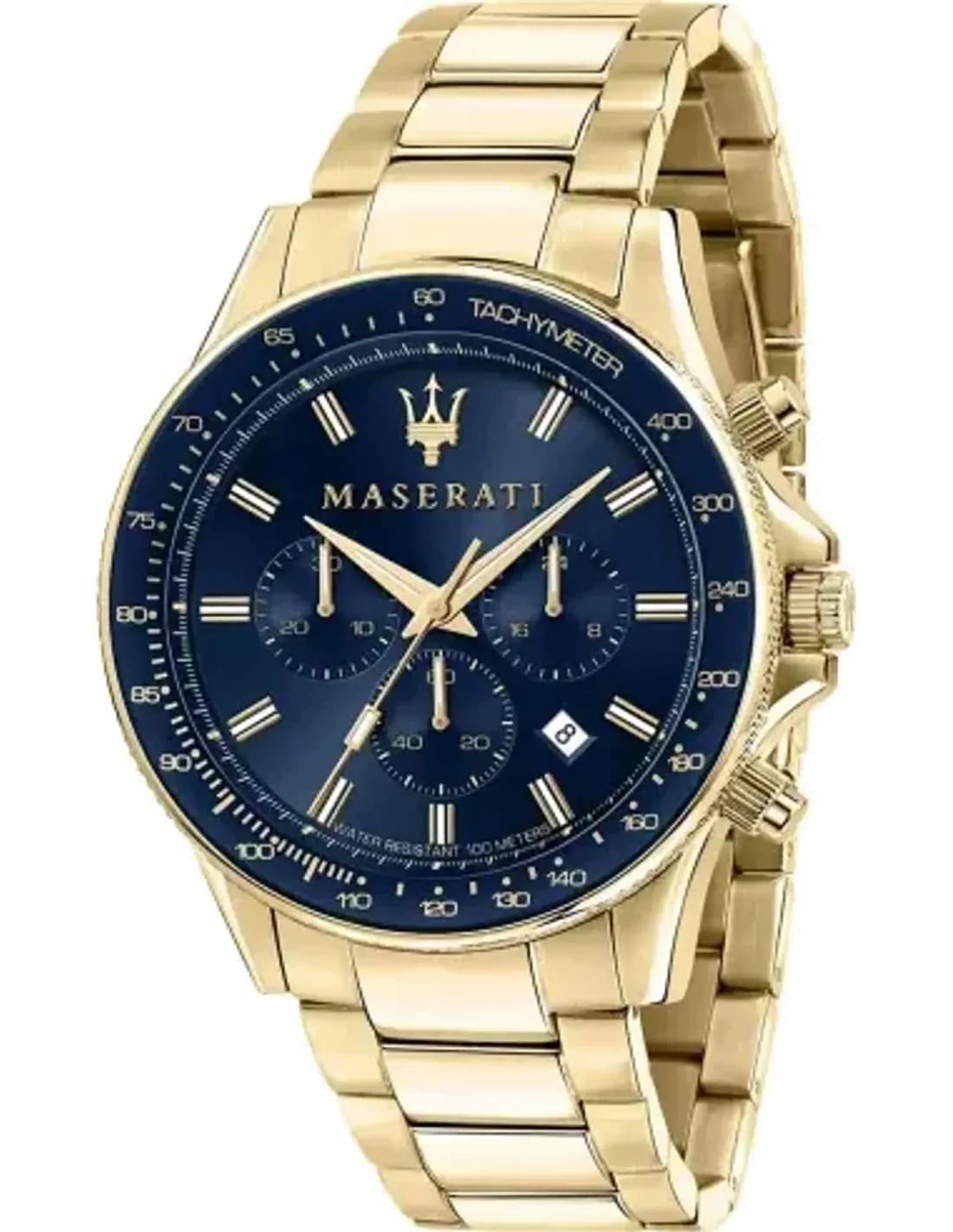 Montre Homme Maserati Sfida R8873640008 acier doré cadran bleu nuit