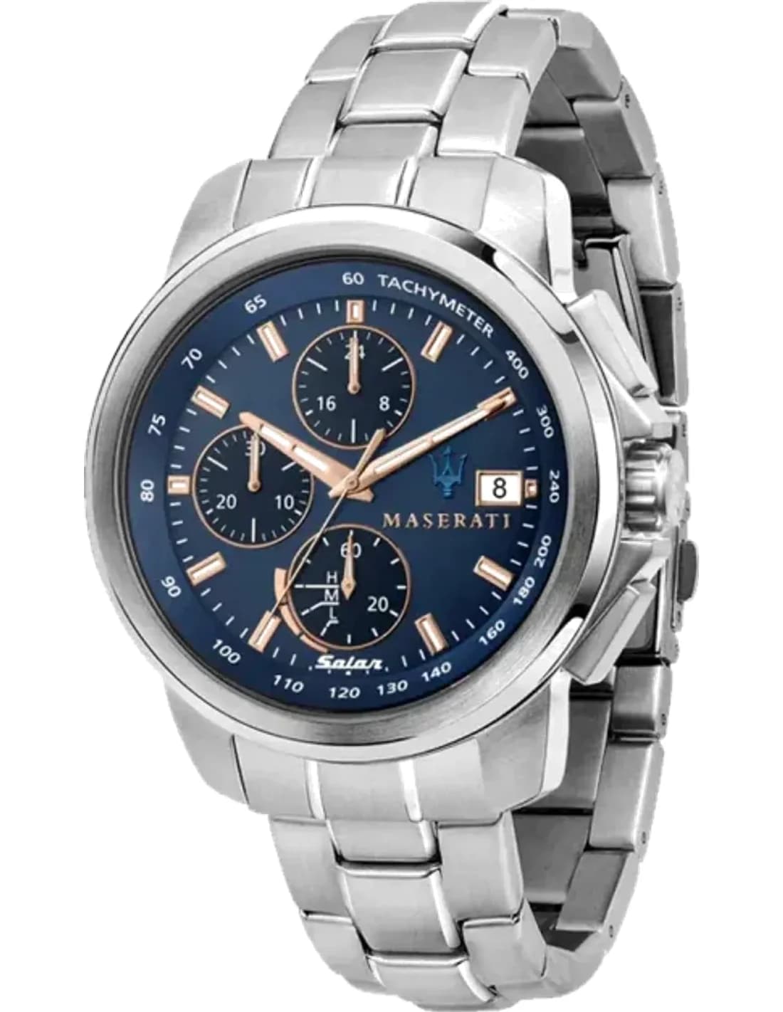 Maserati Successo Solar R8873645004 chronograph Blue Dial Silver stainless steel Bracelet Men’s Watch