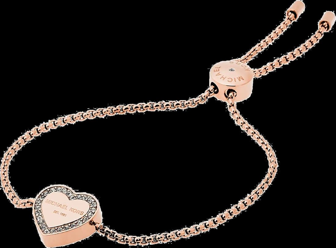 Bracelet Michael Kors Heritage coeur gravé MK en métal or rose