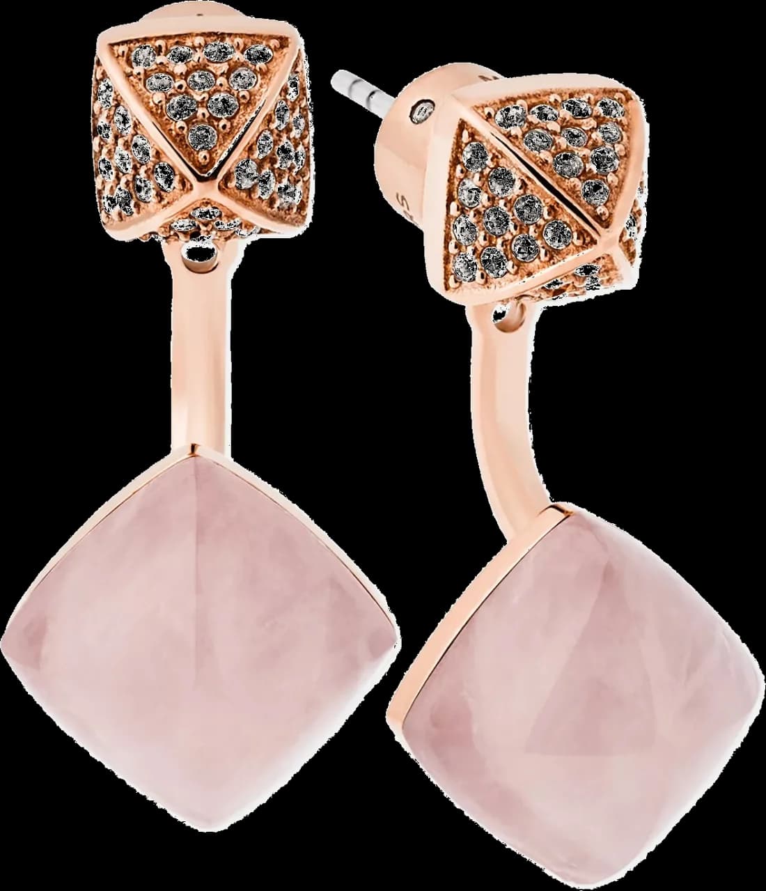 Boucles d'oreilles Michael Kors pavés et pierre rose