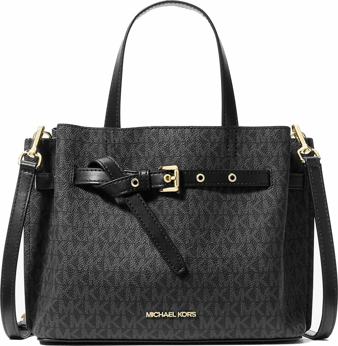 Sac à main Michael Kors Emilia en cuir monogramme noir MK
