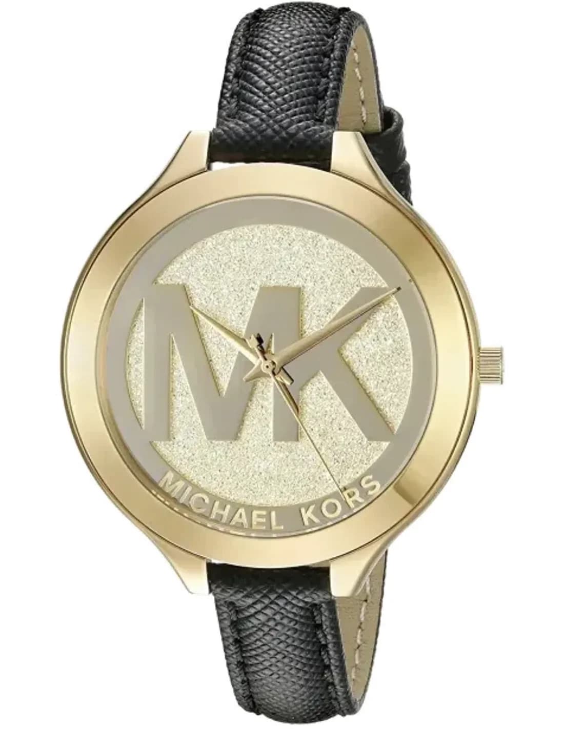 Montre Michael Kors MK2392 Cadran Or et Bracelet Cuir Noir