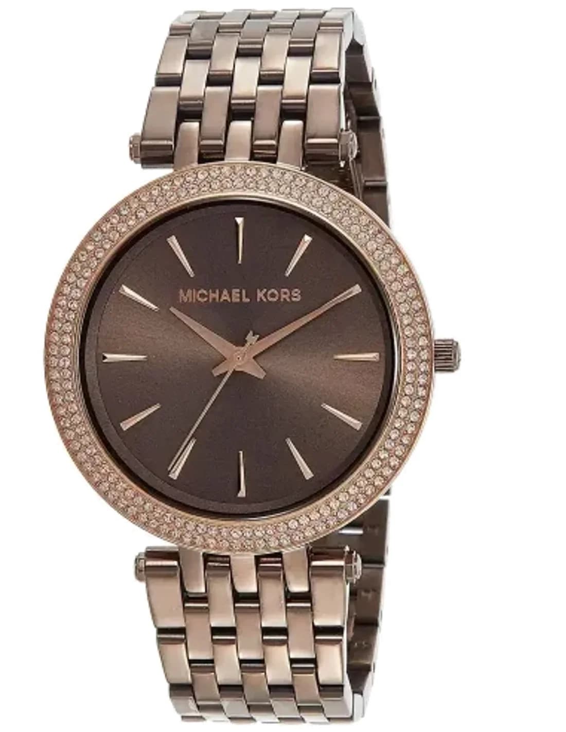 Montre Michael Kors MK3416 en Acier Marron avec Lunette Sertie de Cristaux