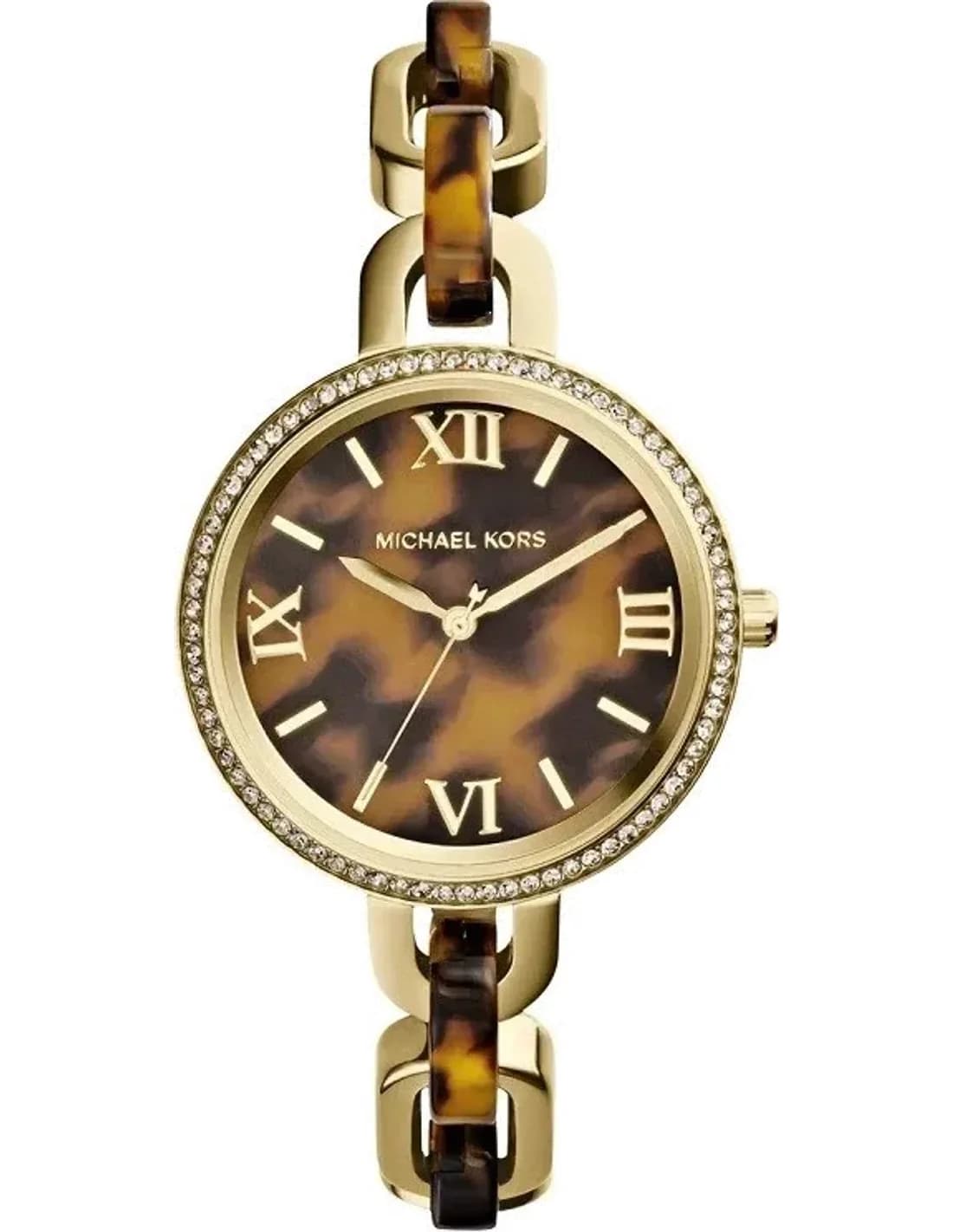 Montre Femme Michael Kors Delaney MK4281 Bracelet à maillon en acétate écailles de tortue et acier doré
