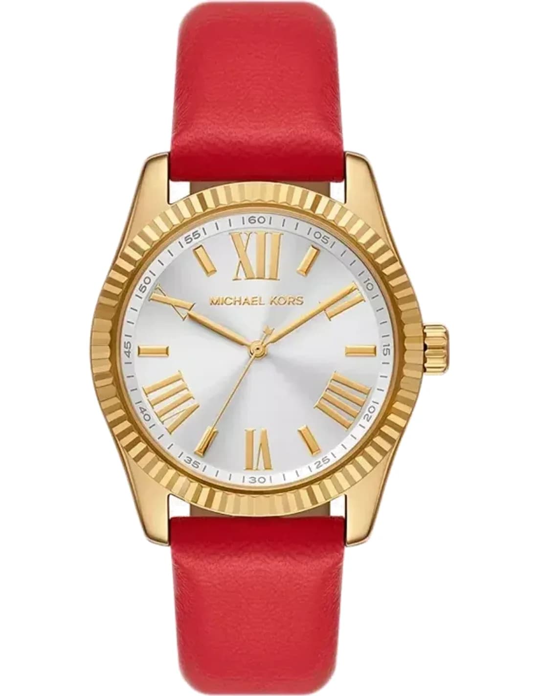Michael Kors Lexington MK4747 Women's Watch white dial red leather strap