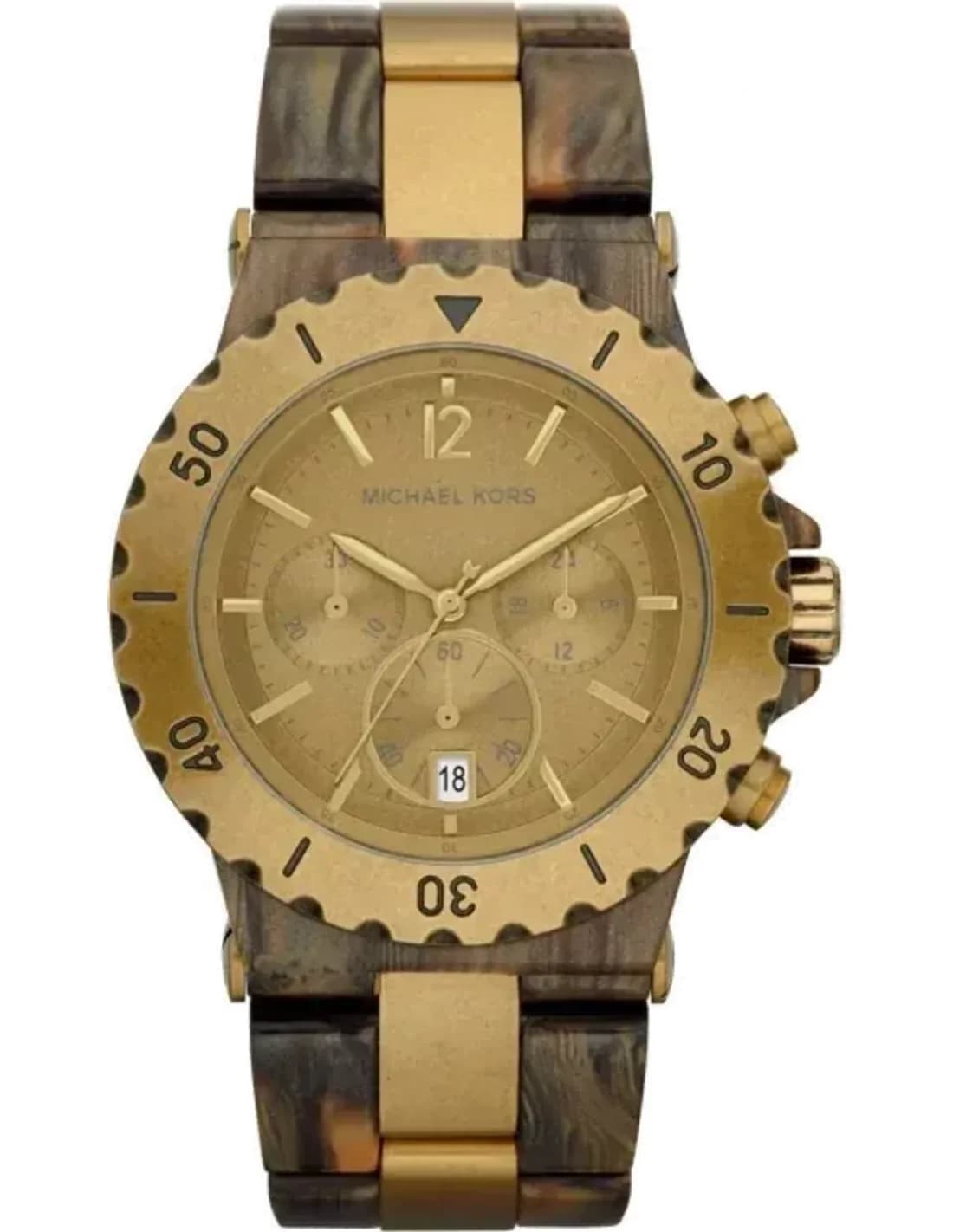 Montre Femme Michael Kors Dylan MK5597 Chronographe Acétate marron et acier doré