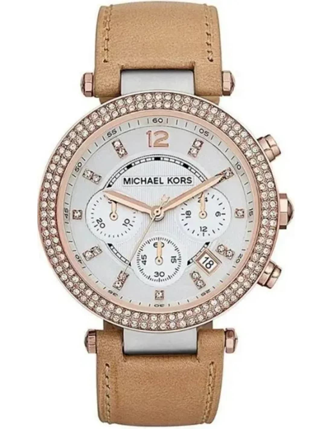 Michael Kors Parker MK5633 Beige Leather Strap Women's Watch