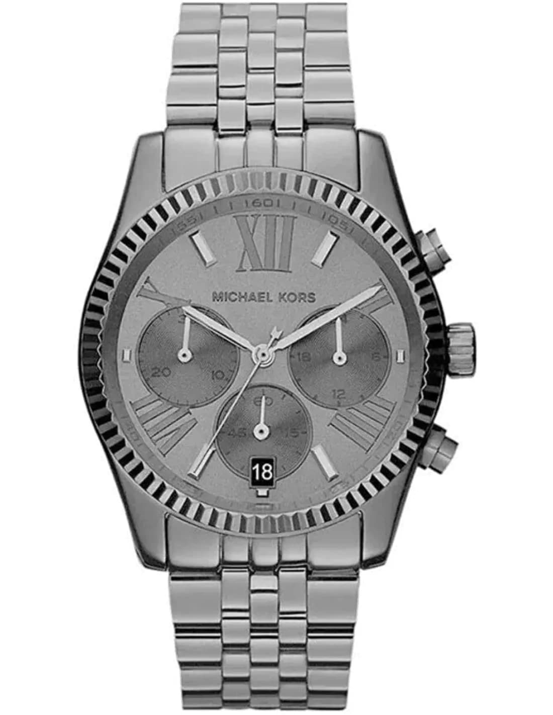 Michael Kors MK5709 Anthracite Steel Watch with Chronograph and Roman Numerals