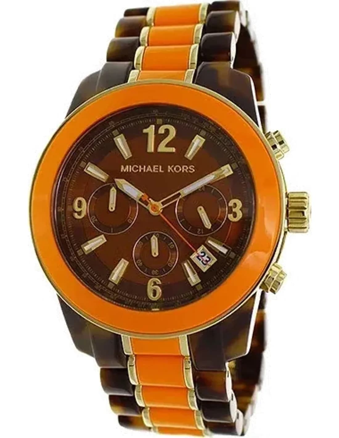 Montre Femme Michael Kors Preston MK5765 Bracelet acétate orange et écaille de tortue