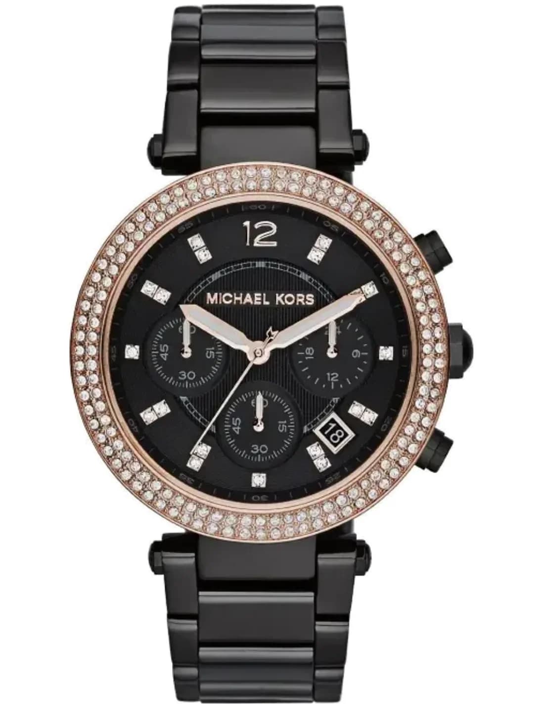 Montre Michael Kors Parker MK5885 Ronde avec courone or rose ornée de brillants