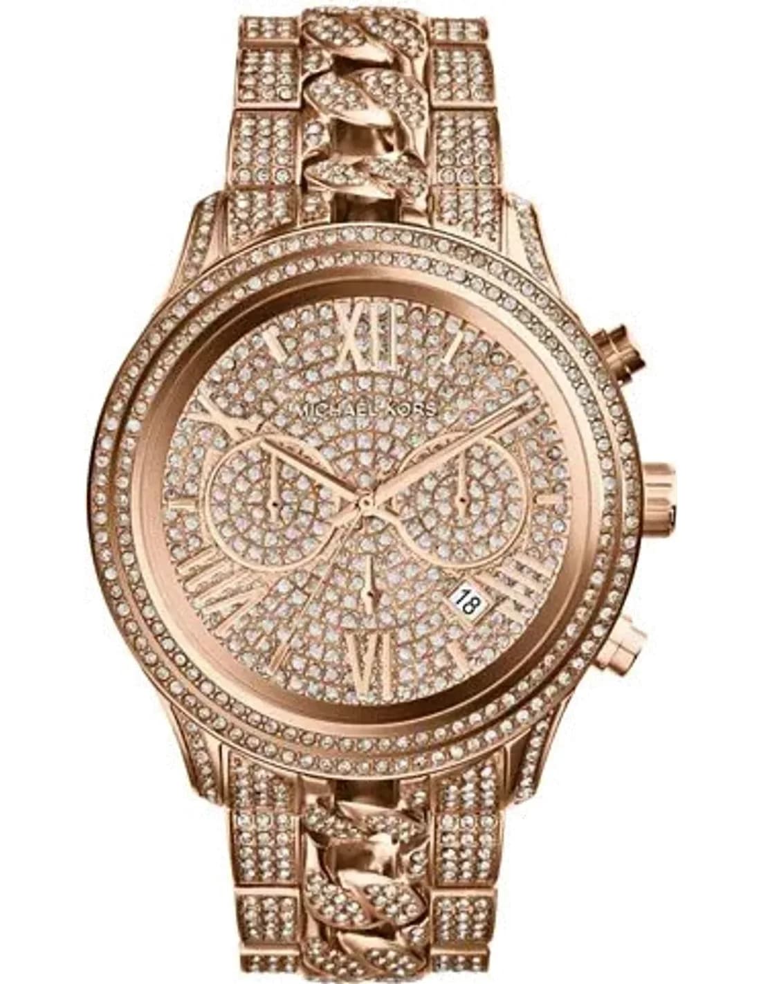 Montre Femme Michael Kors Lindley MK5900 Bracelet en acier or rose et strass