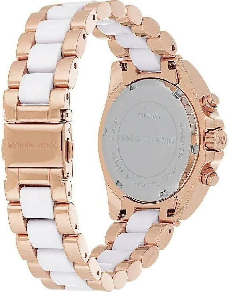 Michael Kors MK5907 Rose Gold Stainless Steel and White Acetate Watch