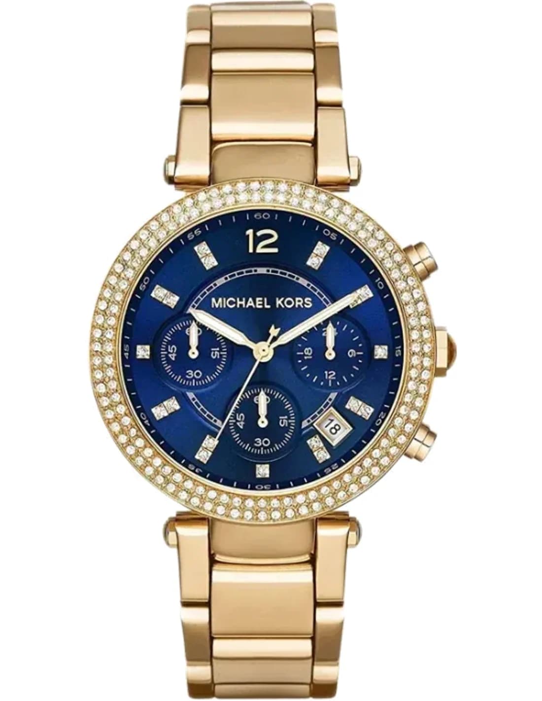 Michael Kors Parker MK6262 Blue Dial Chronograph Watch Gold-Tone Bracelet