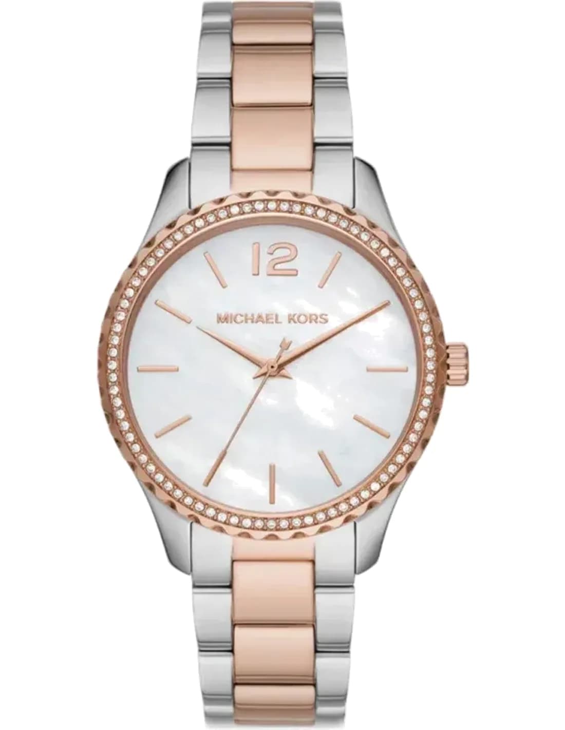 Montre femme Michael Kors Layton MK6849 cadran blanc et bracelet en acier inoxydable bicolore