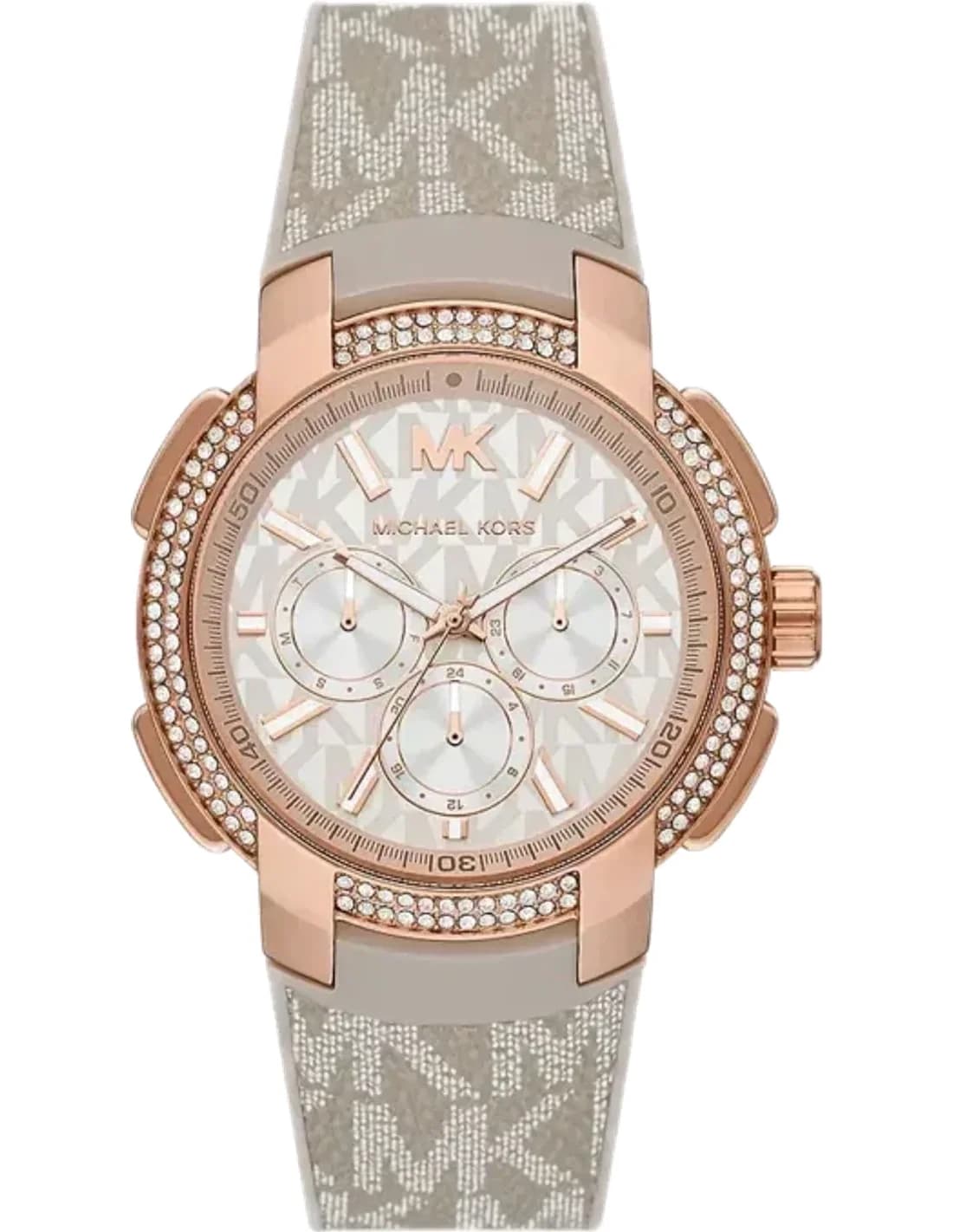 Montre multifonction Michael Kors Sydney MK6949 ornée de cristaux bracelet en toile à signature imprimée MK