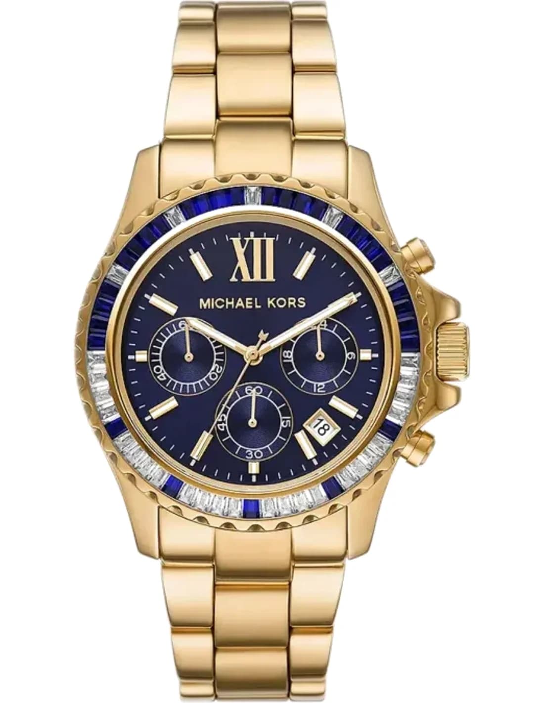 Michael Kors Everest MK6971 Blue Pavé Chronograph Watch Gold-Tone Bracelet