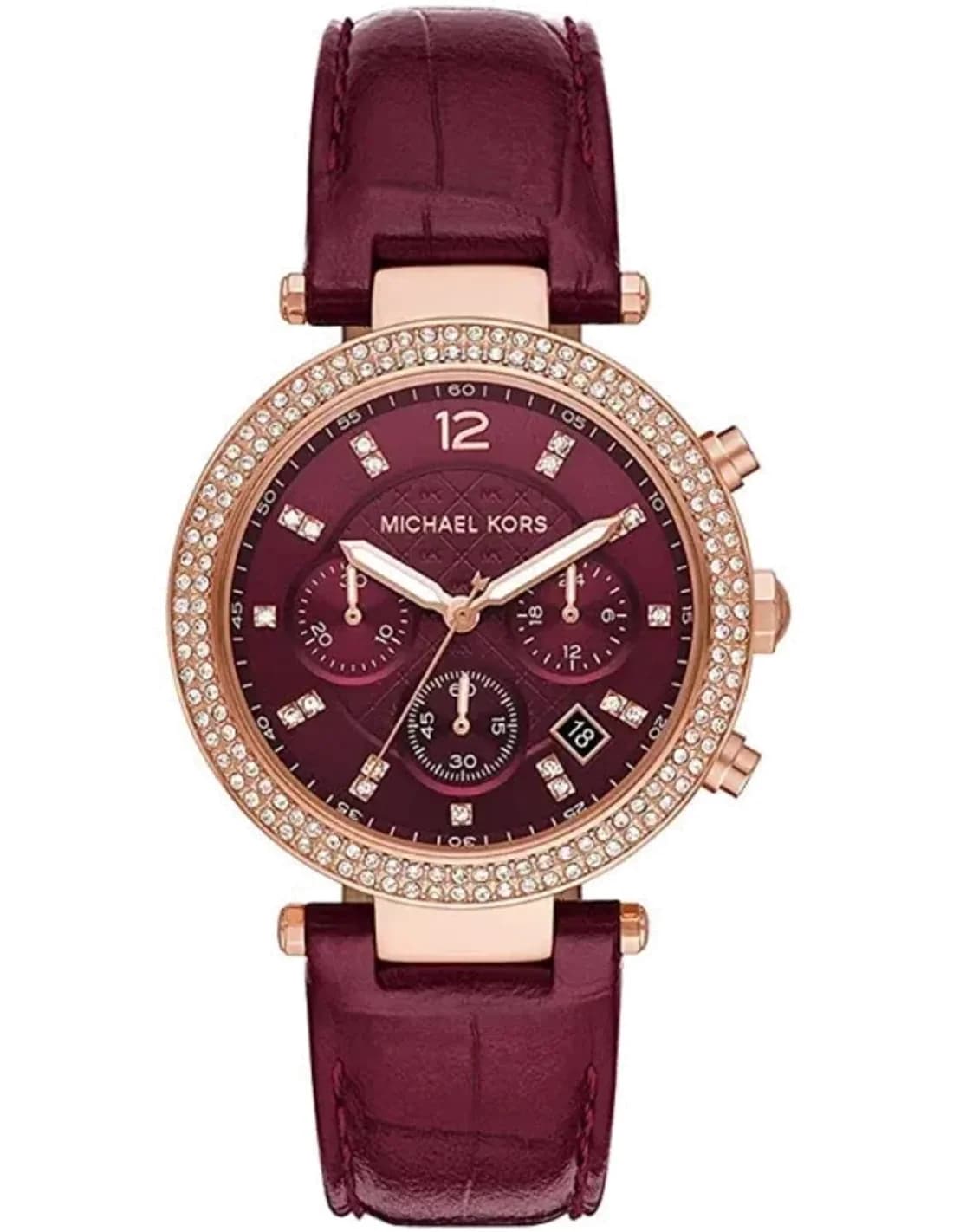Montre Michael Kors Parker MK6986 bracelet en cuir bordeaux
