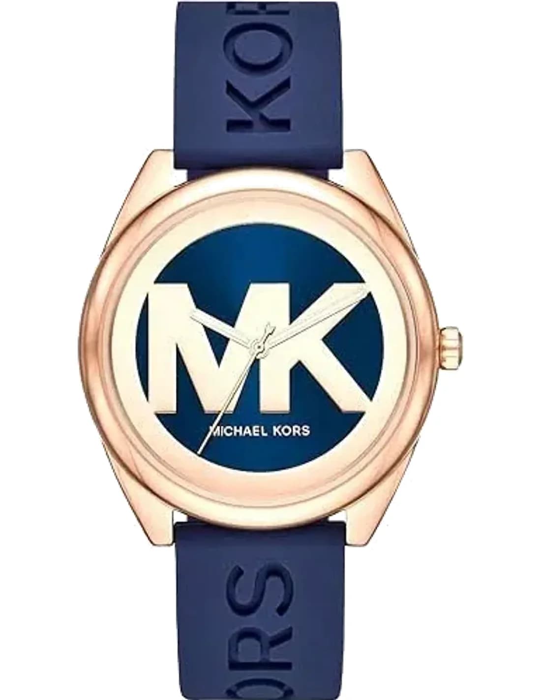 Montre Michael Kors Janelle MK7140 ton or rose Bracelet en silicone bleu marine