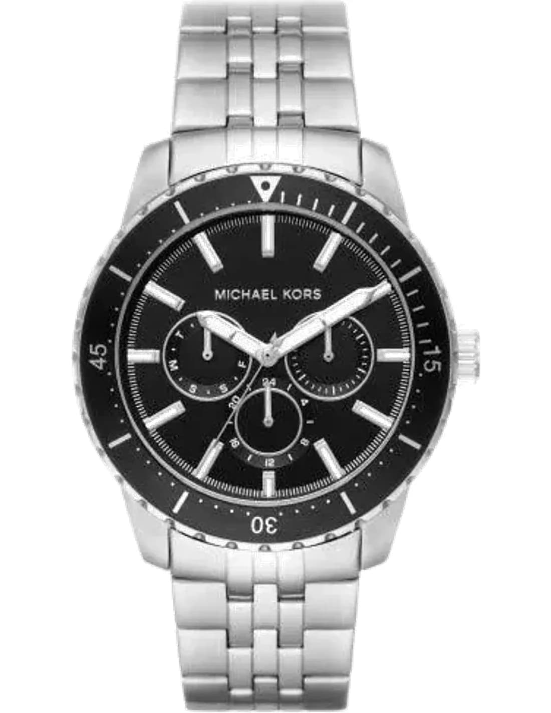 Michael Kors Cunningham MK7156 Black Dial Multifunction Watch Silver-Tone Bracelet