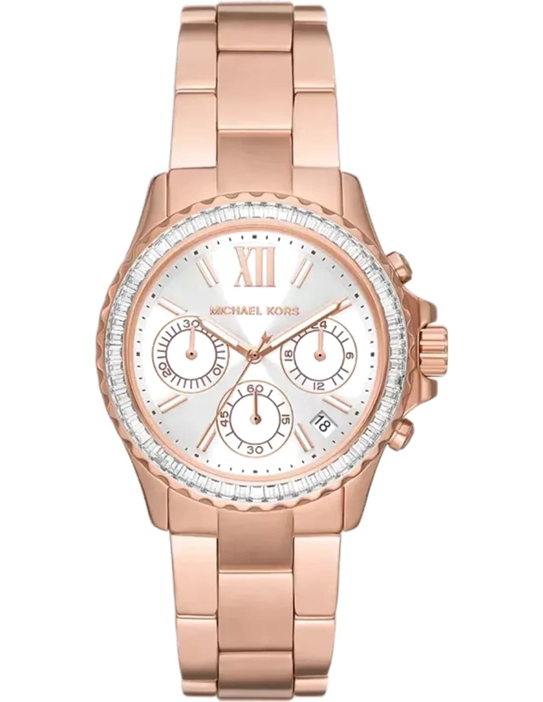 Michael Kors Everest MK7213 Women's Watch Chronograph White dial and rose-gold stainless steel bracelet
