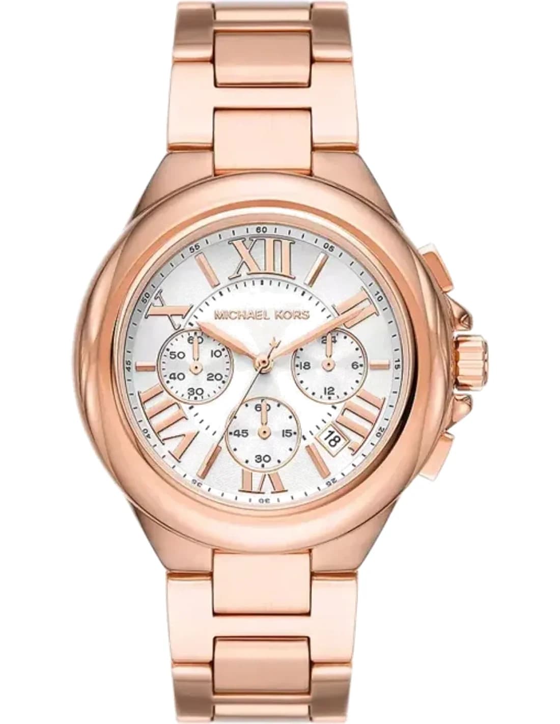 Michael Kors Camille MK7271 Rose Gold-Tone Chronograph Watch Stainless Steel Bracelet