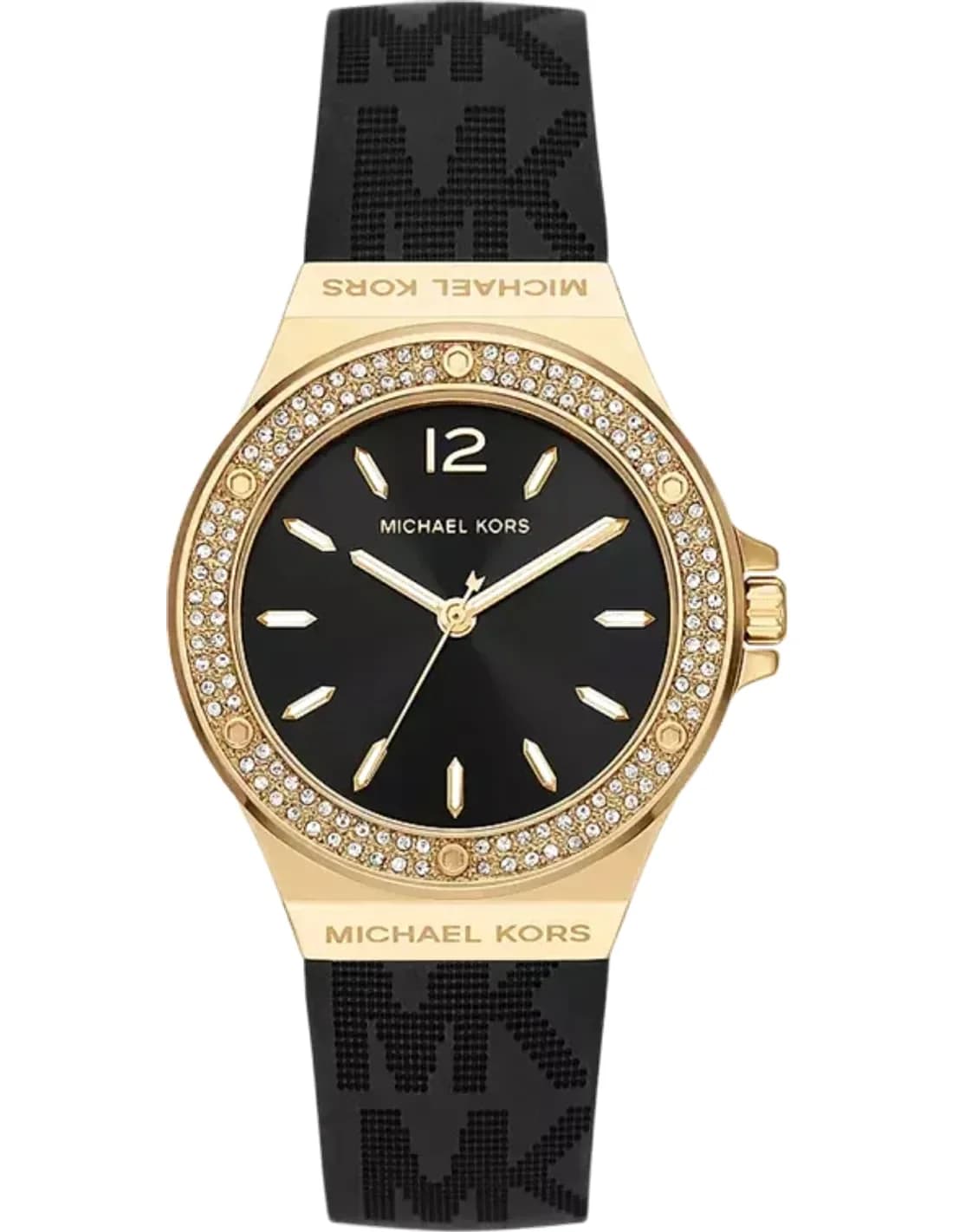 Montre Michael Kors Mini-Lennox MK7281 cadran noir bracelet en silicone noir