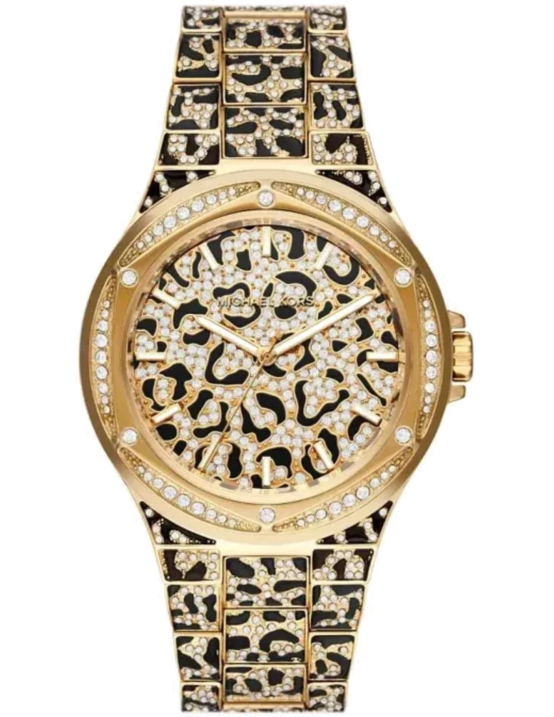 Montre Femme Michael Kors Lennox MK7284 Animal Pavé Acier Inoxydable Noir et Or