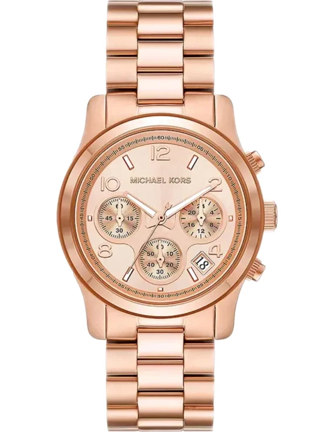 Montre chronographe Michael Kors Runway MK7324 couleur or rose bracelet en acier inoxydable