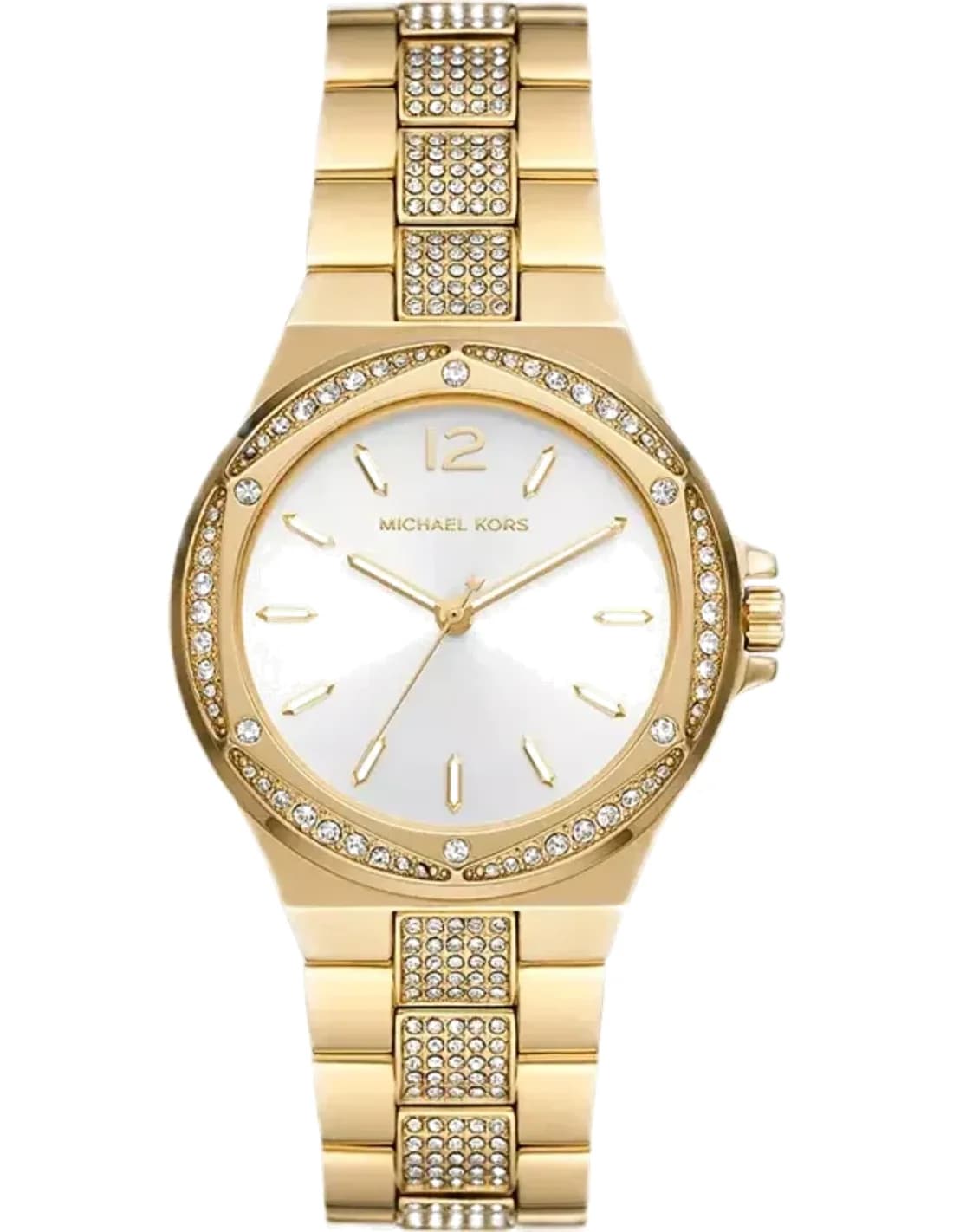 Montre femme Michael Kors Lennox MK7361 cadran blanc bracelet doré pavé