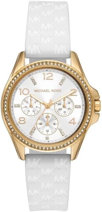 Montre femme Michael Kors Mini Pilot MK7372 cadran blanc et bracelet silicone