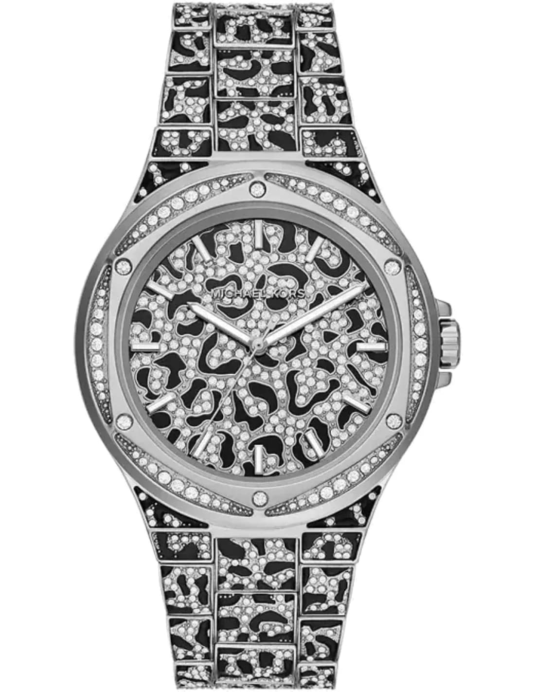 Montre femme Michael Kors Lennox MK7408 Animal Pavé en acier inoxydable bicolore