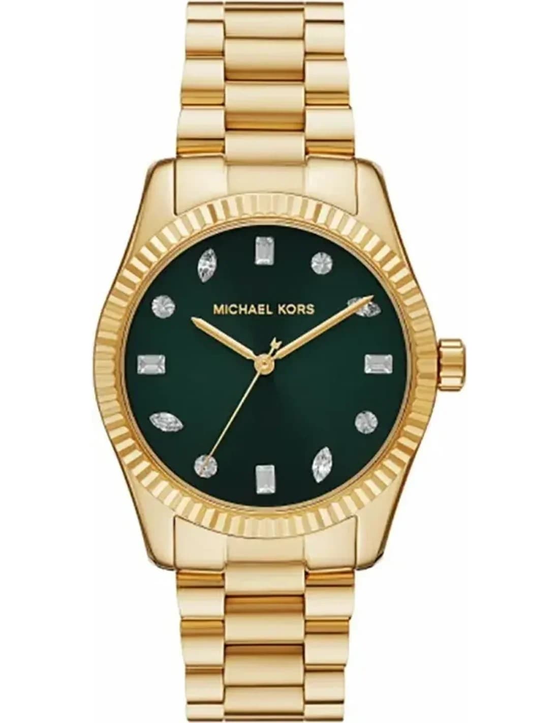 Michael Kors Lexington MK7449 Pavé Green Dial Gold-Tone Stainless Steel Bracelet Watch