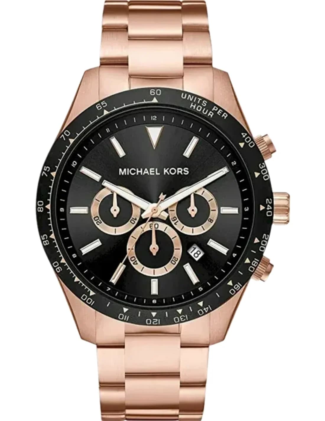 Michael Kors Layton MK8824 Black Dial Chronograph Watch Rose Gold-Tone Bracelet