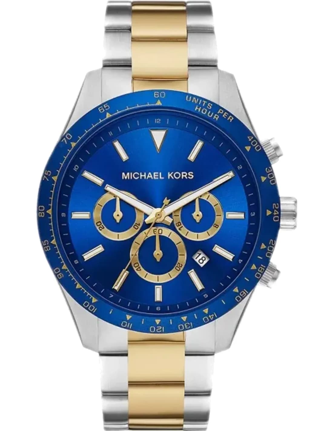 Michael Kors Layton MK8825 Blue Dial Chronograph Watch Two-Tone Bracelet