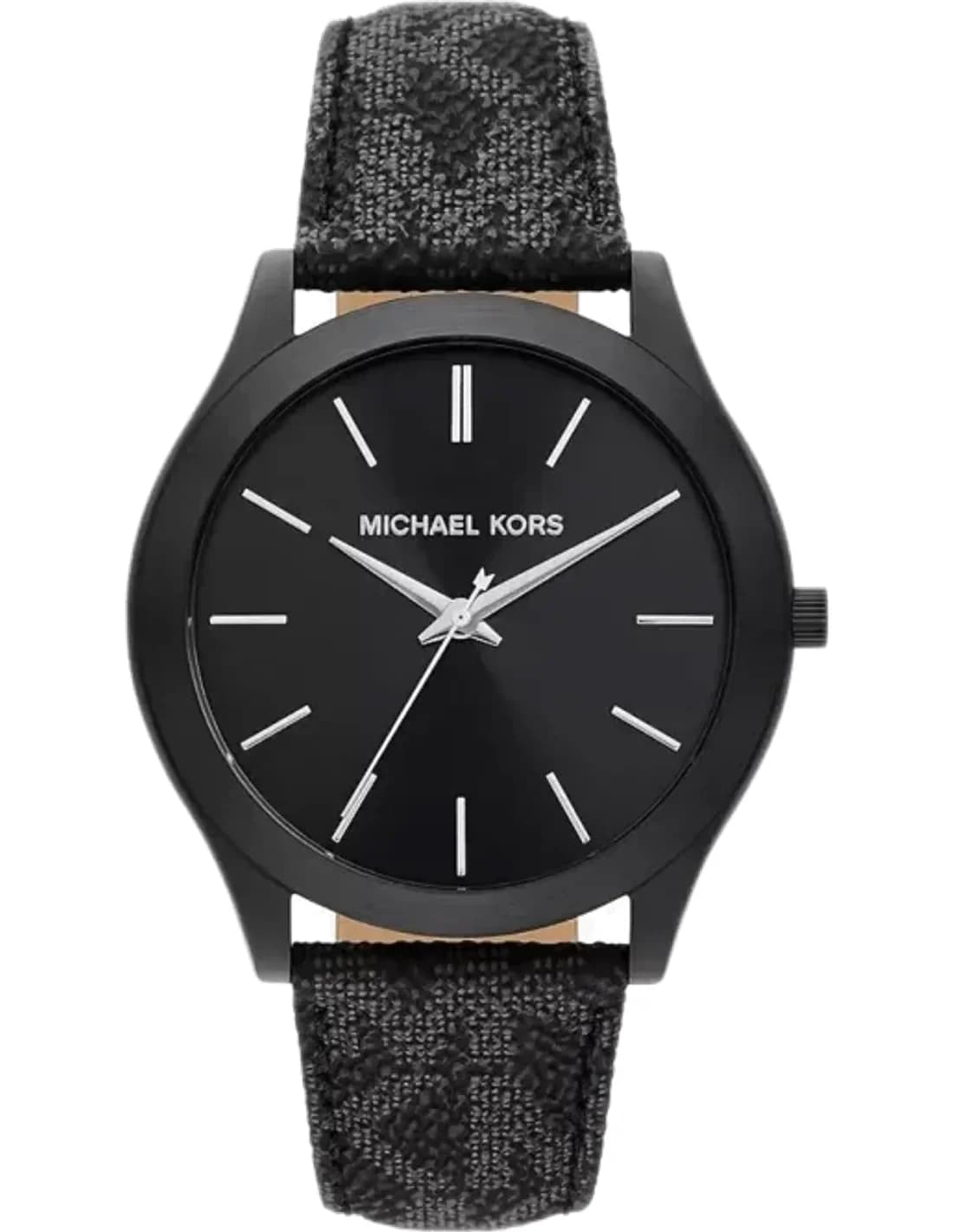Michael Kors Slim Runway MK8908 Black-Tone Watch signature-print canvas band