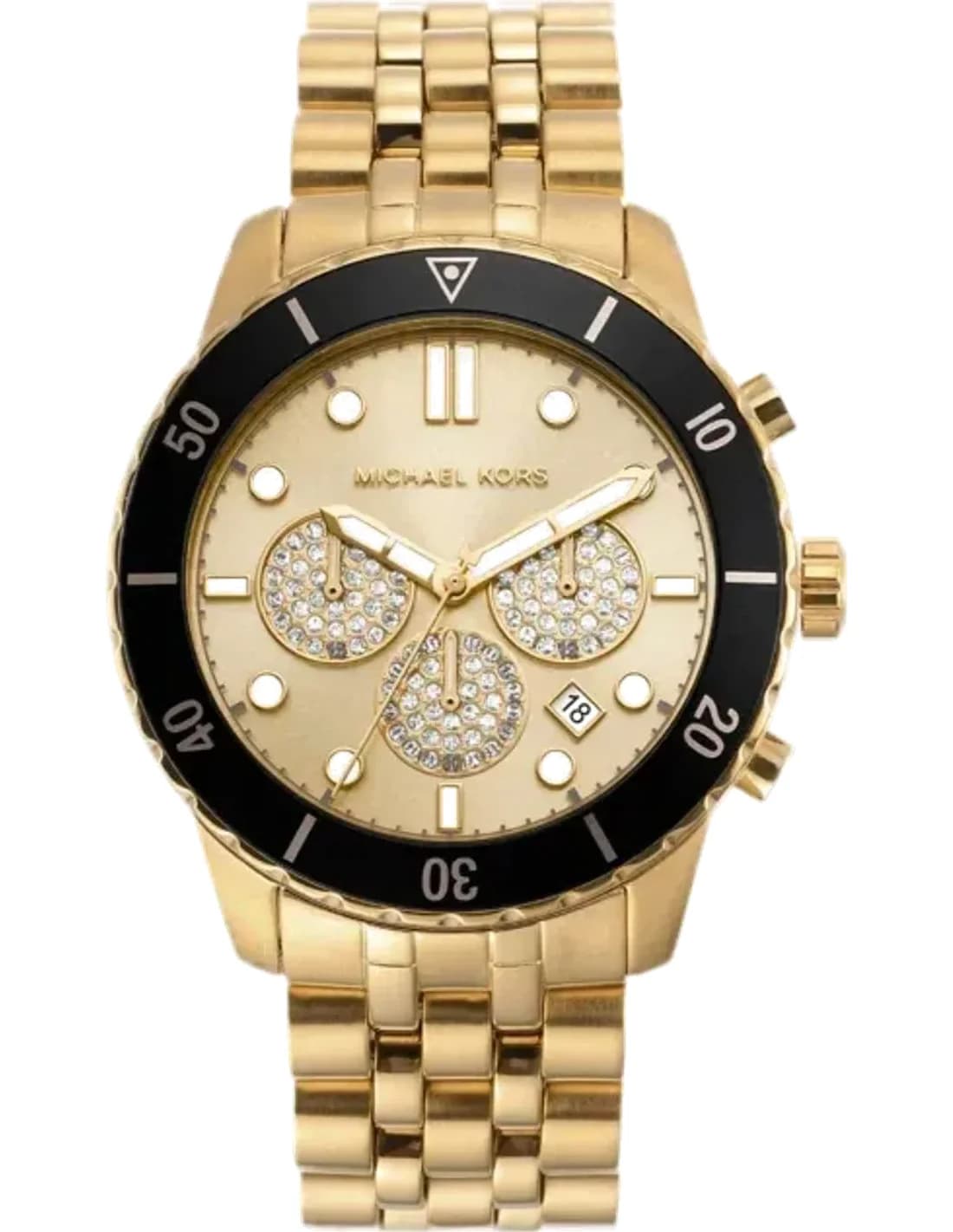 Michael Kors Cunningham MK8963 Gold-Tone Chronograph Watch Stainless Steel Bracelet