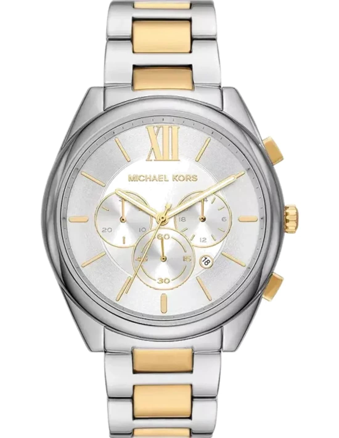 Michael Kors Janelle MK8994 Silver Dial Chronograph Watch Two-Tone Bracelet