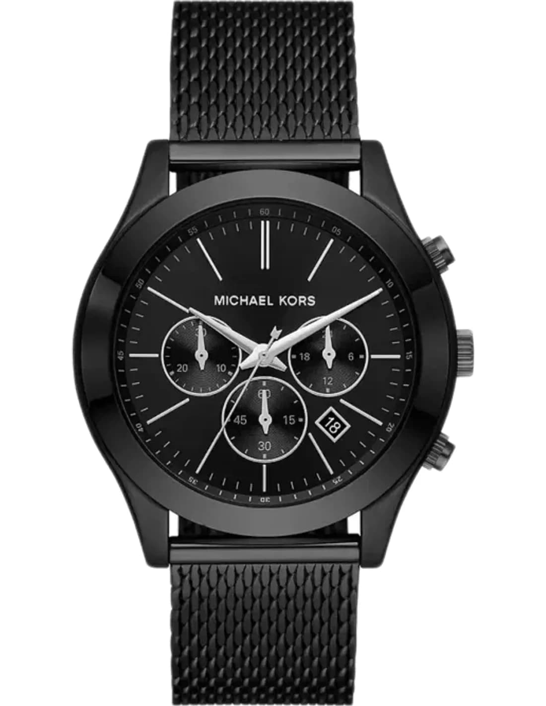 Michael Kors Runway MK9060 Black Dial Chronograph Watch Mesh Black Bracelet