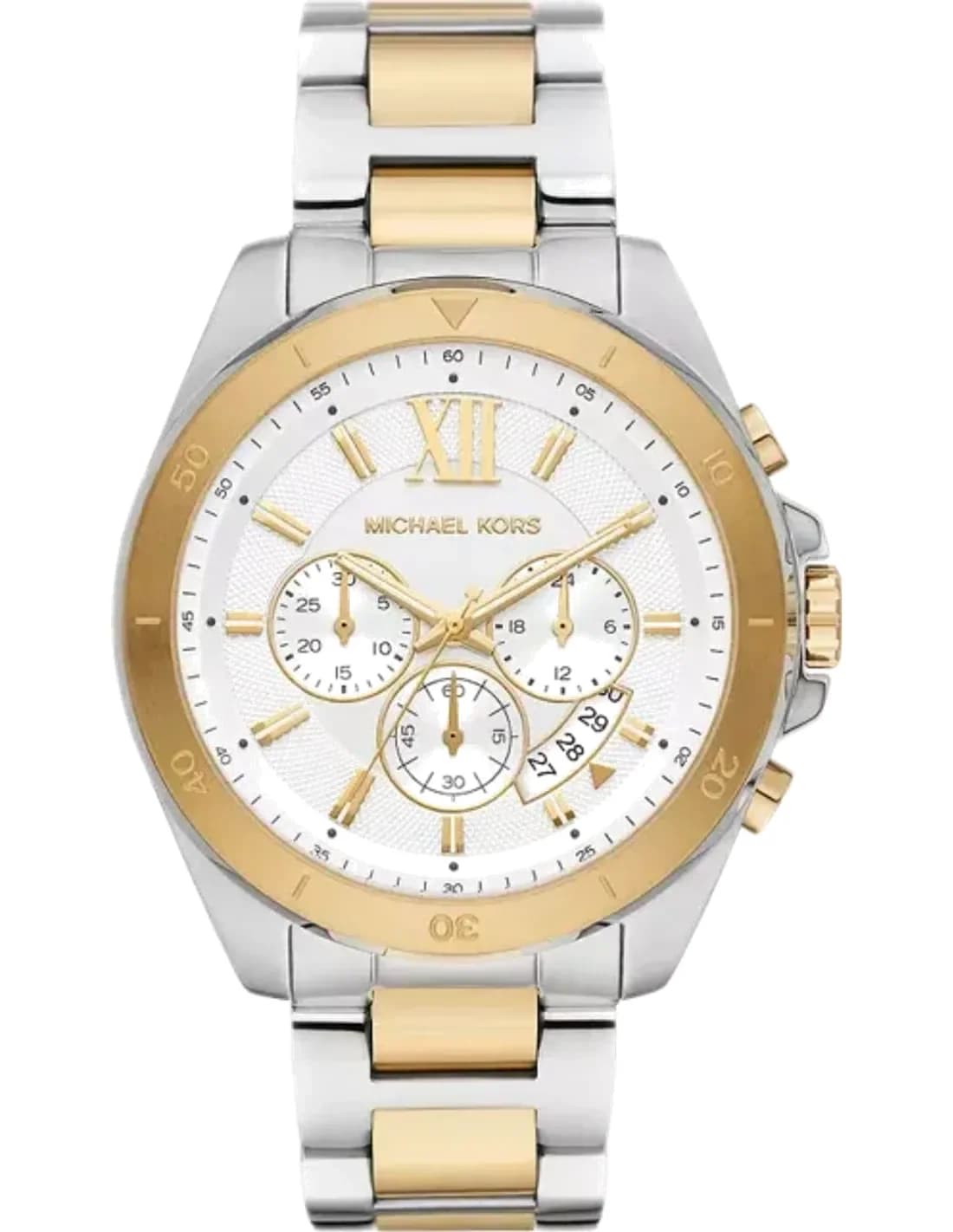 Michael Kors Brecken MK9064 iridescent Dial Chronograph Watch Two-Tone Bracelet