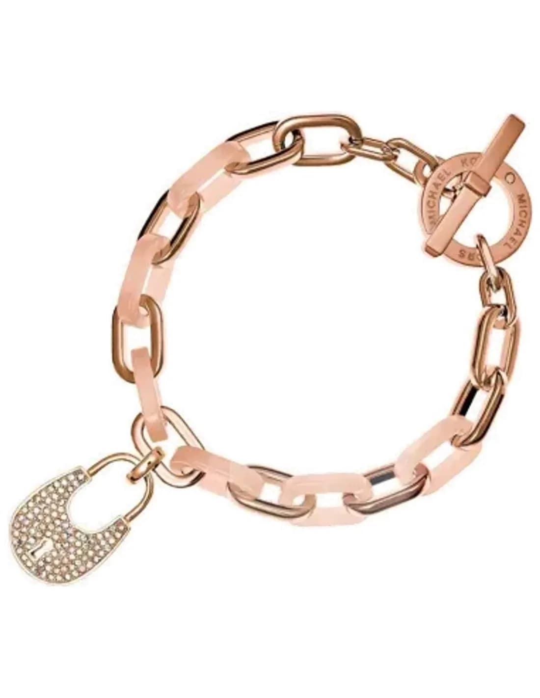 Bracelet Michael Kors MKJ4888791 acier or rose et plastique rose pâle