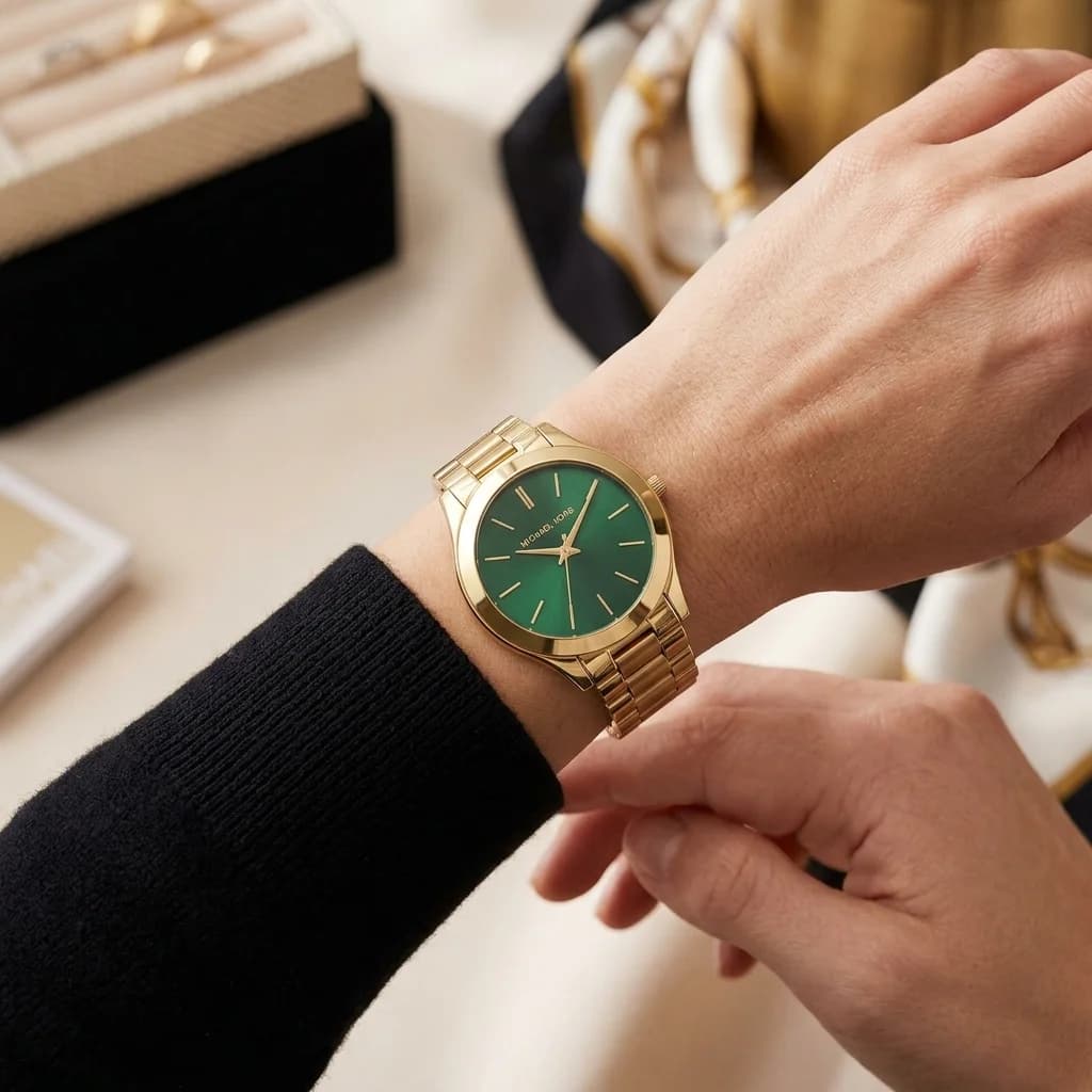 Michael Kors MK3435 Gold-Tone Stainless Steel Watch with Emerald Green Dial vue 4