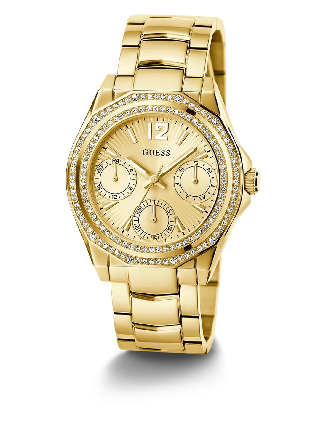 Montre Guess Ritzy GW0685L2 femme dorée, bracelet maillons acier