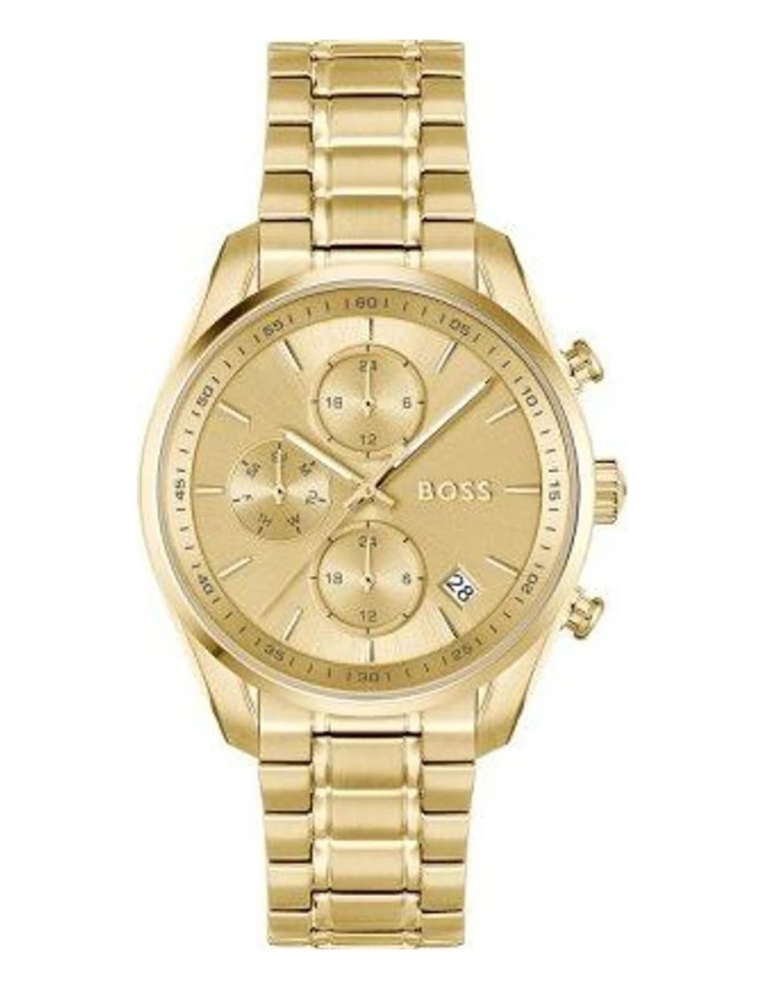 Montre Hugo Boss Grand Tour 1502768 femme dorée, bracelet maillons acier