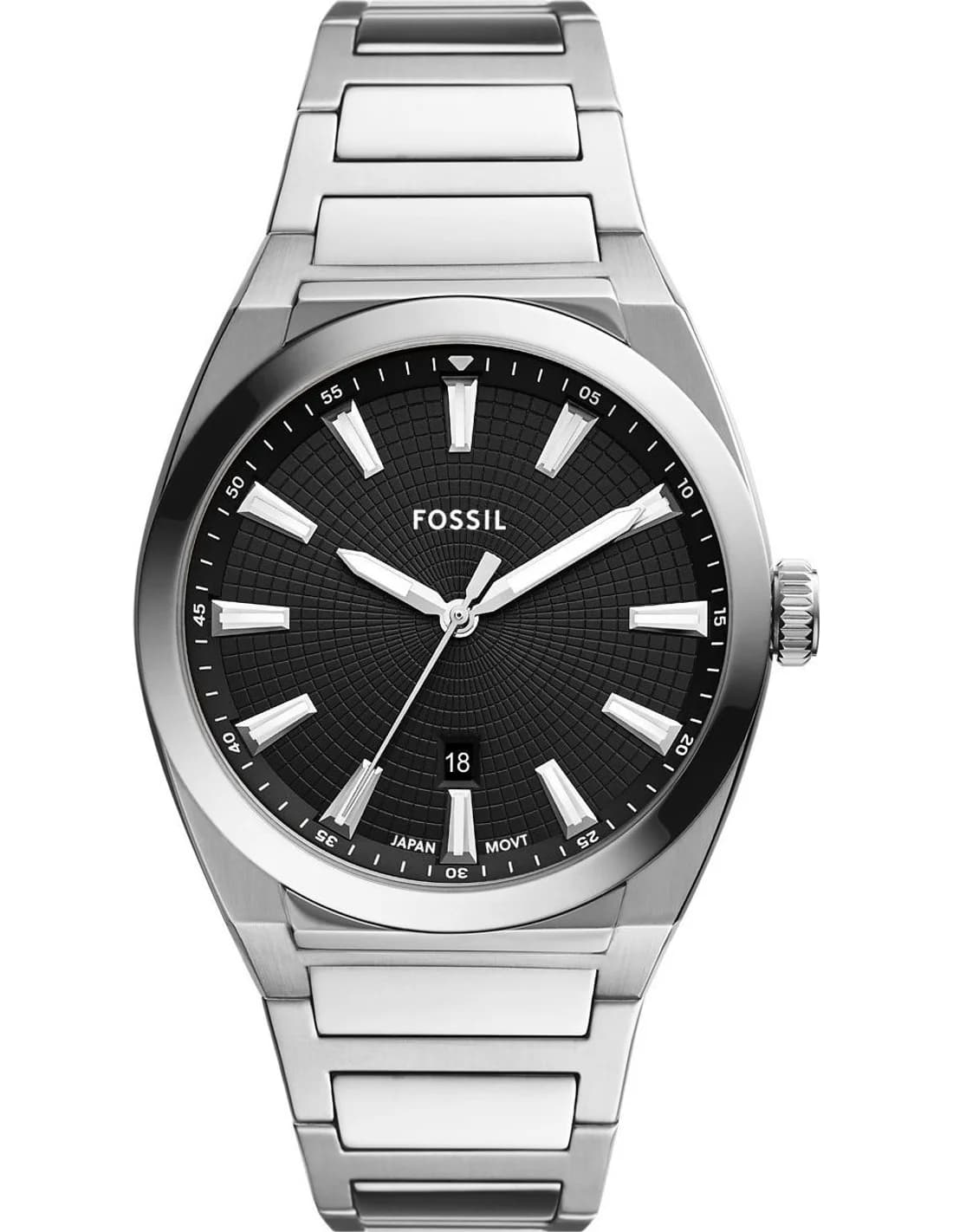 Montre Homme Fossil Everett FS5821 cadran noir bracelet acier