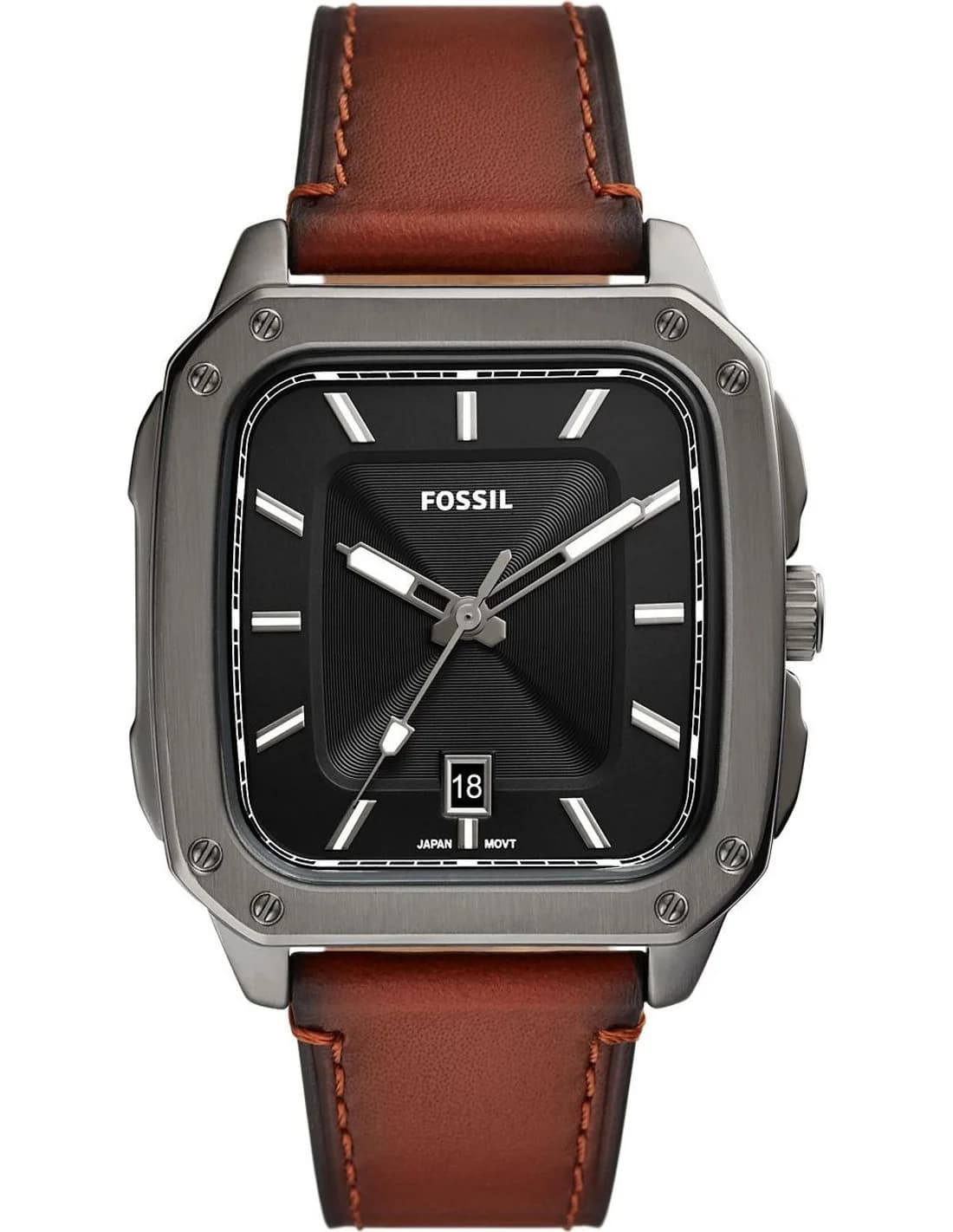 Montre Fossil FS5934 homme cadran noir bracelet cuir