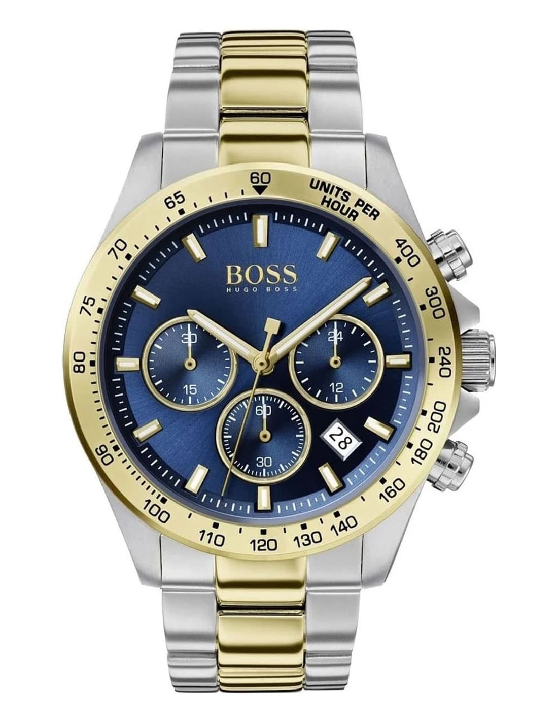 Montre Hugo Boss Hero 1513767 homme bicolore, bracelet maillons acier bicolore