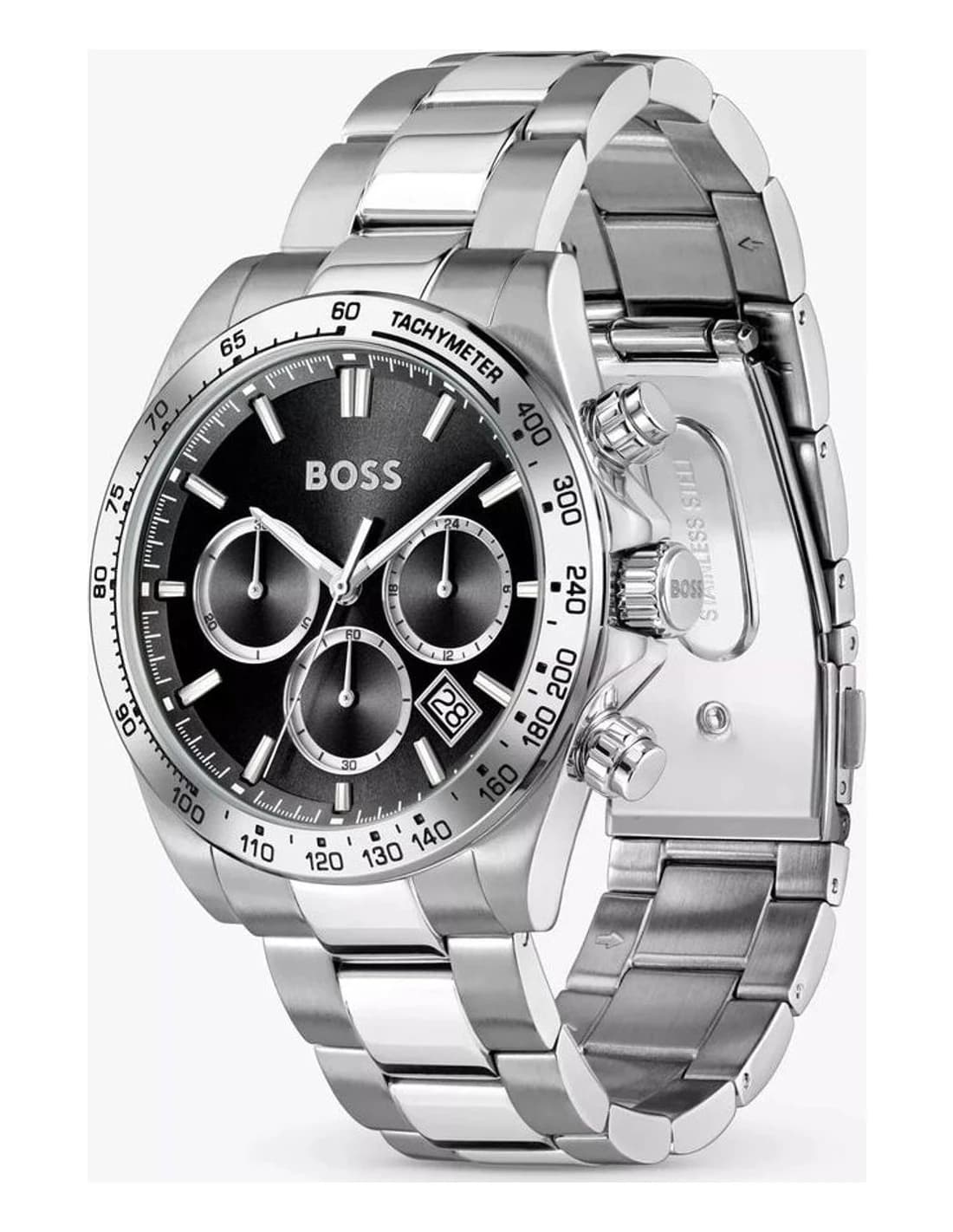 Montre Hugo Boss Hero 2.0 1514267 homme argentée, bracelet maillons acier vue 3