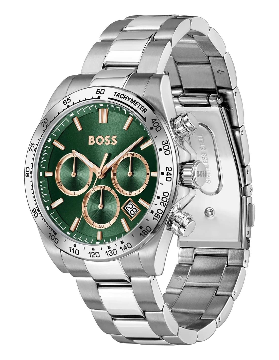 Montre Hugo Boss Hero 2.0 1514268 homme argentée, bracelet maillons acier vue 2
